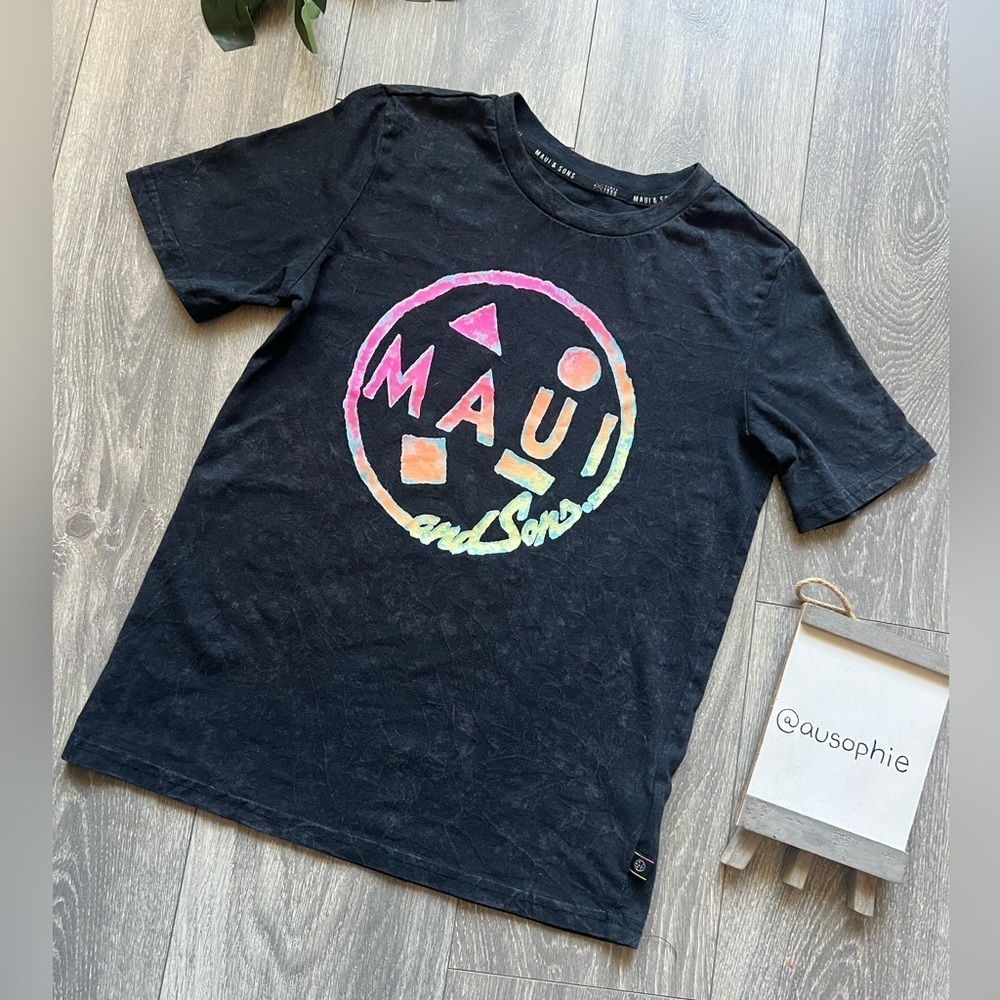 MAUI AND SONS Amped Cookie Neon Off Black Surf Beach T-Shirt. Size S - Picture 2 of 10